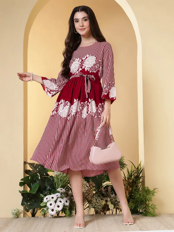 Red_Viscose_Rayon_Dresses_For_Women