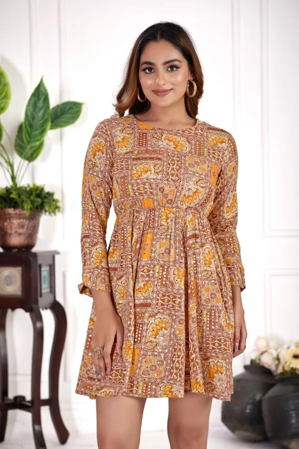 Mustard_Viscose_Rayon_Dresses_For_Women