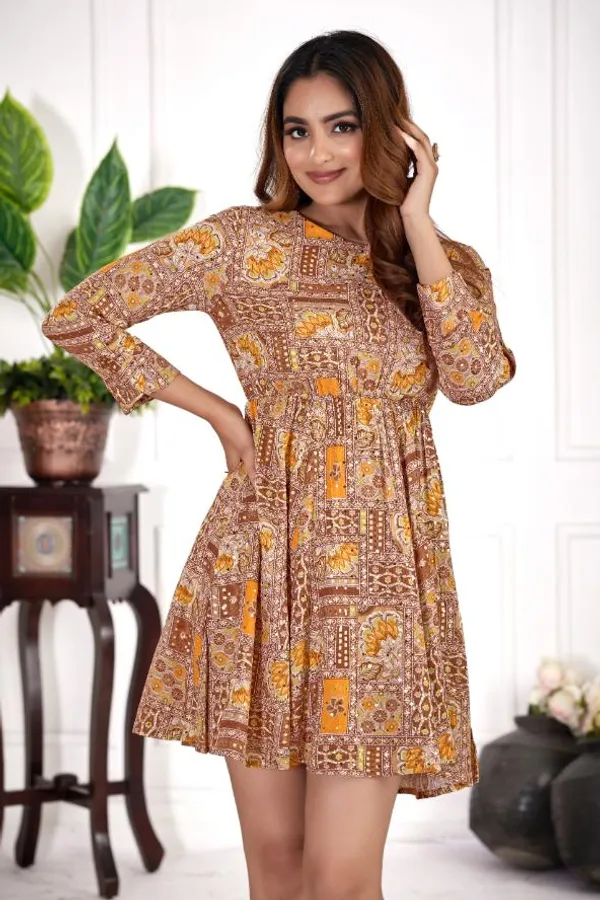 Mustard_Viscose_Rayon_Dresses_For_Women