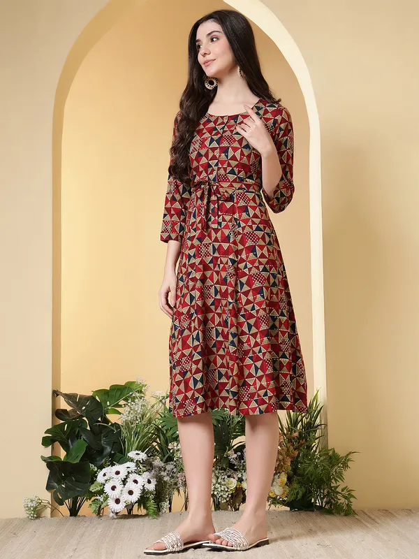 Red_Viscose_Rayon_Dresses_For_Women