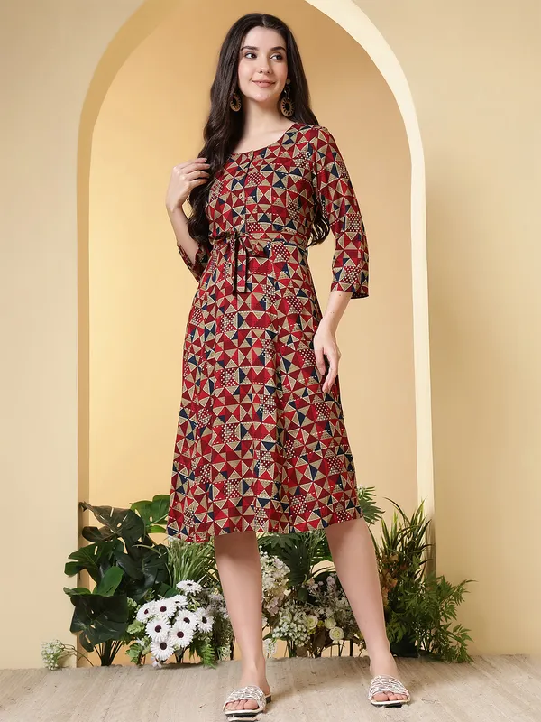 Red_Viscose_Rayon_Dresses_For_Women