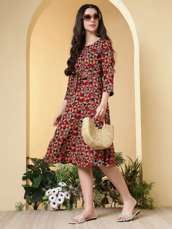 Red_Viscose_Rayon_Dresses_For_Women