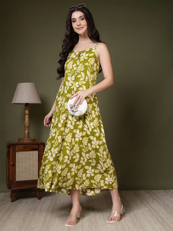 Green_Viscose_Rayon_Dresses_For_Women