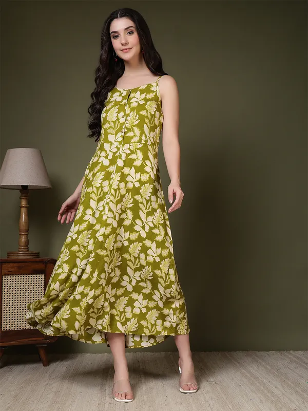 Green_Viscose_Rayon_Dresses_For_Women