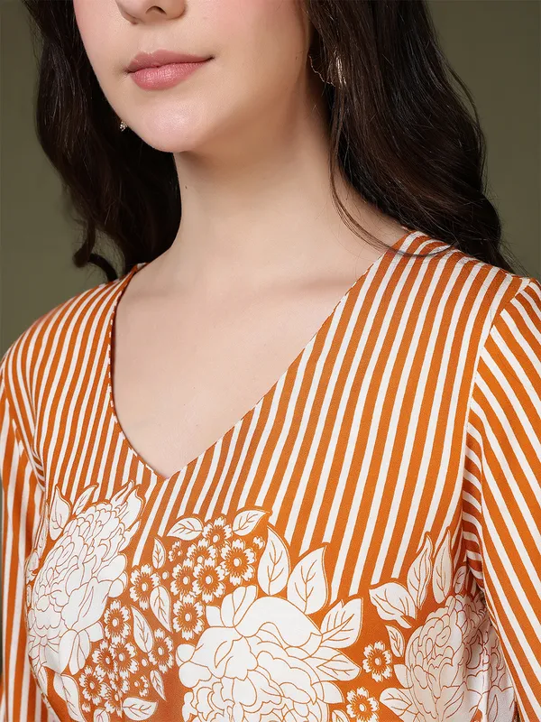 Orange_Viscose_Rayon_Dresses_For_Women
