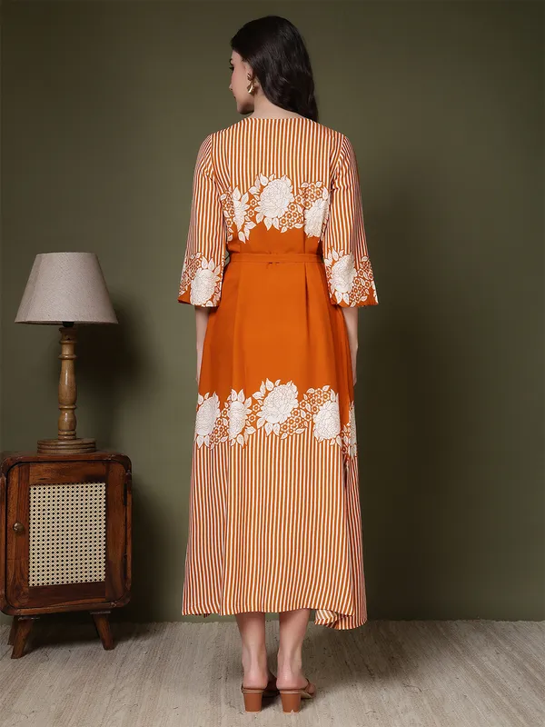 Orange_Viscose_Rayon_Dresses_For_Women