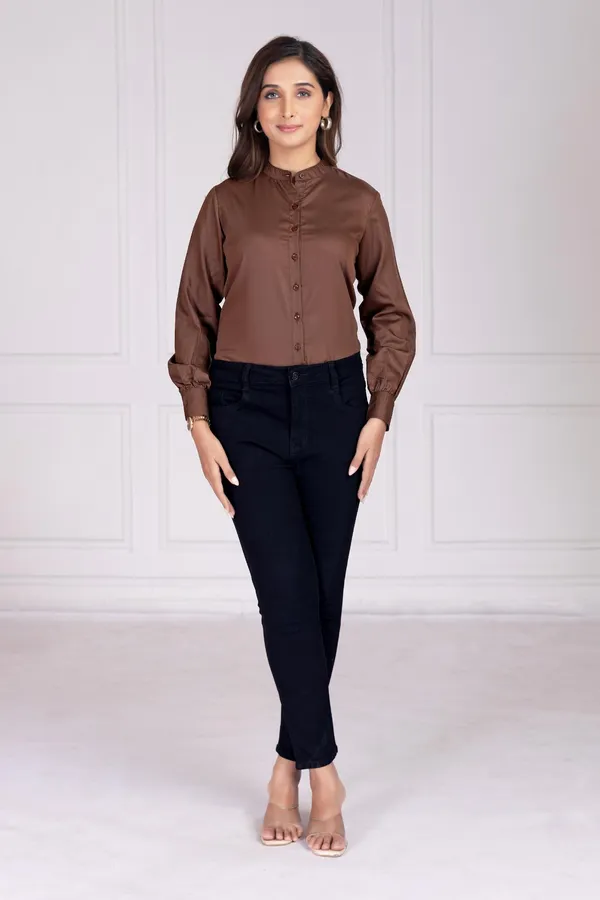 Coffee_Cotton_Shirts_For_Women