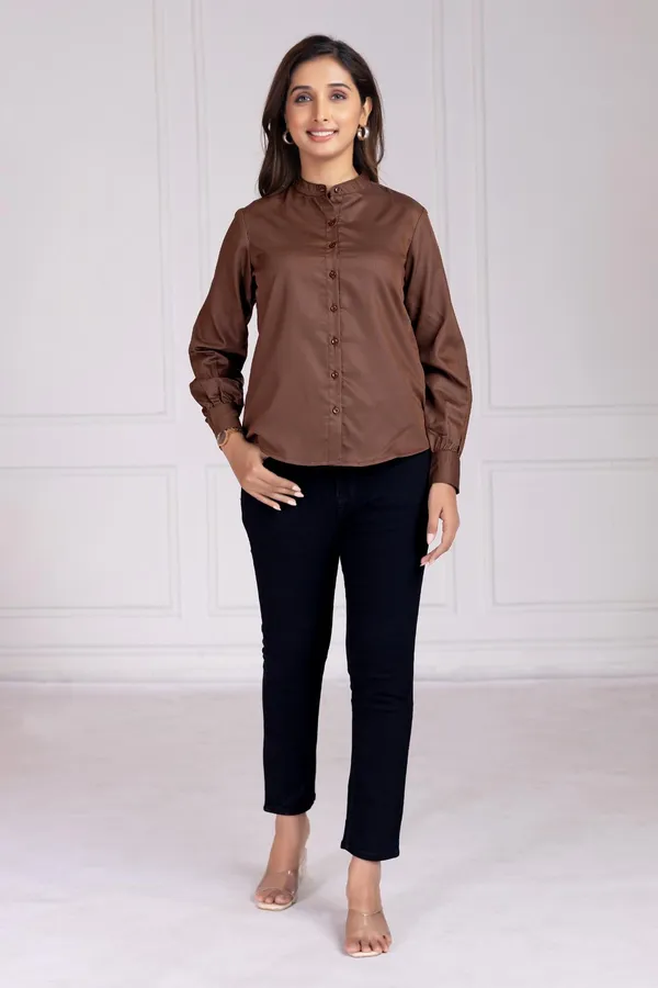 Coffee_Cotton_Shirts_For_Women