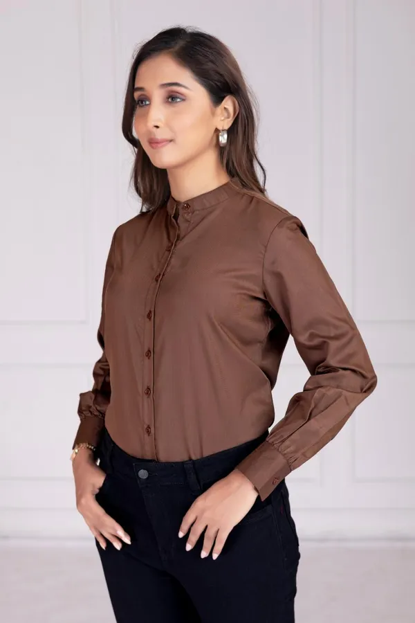 Coffee_Cotton_Shirts_For_Women