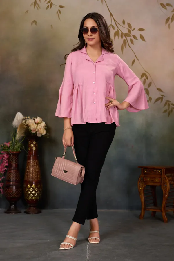Baby_Pink_Cotton_Blend_Top_For_Women