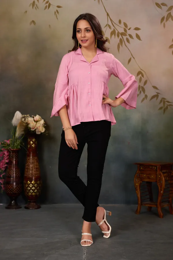 Baby_Pink_Cotton_Blend_Top_For_Women