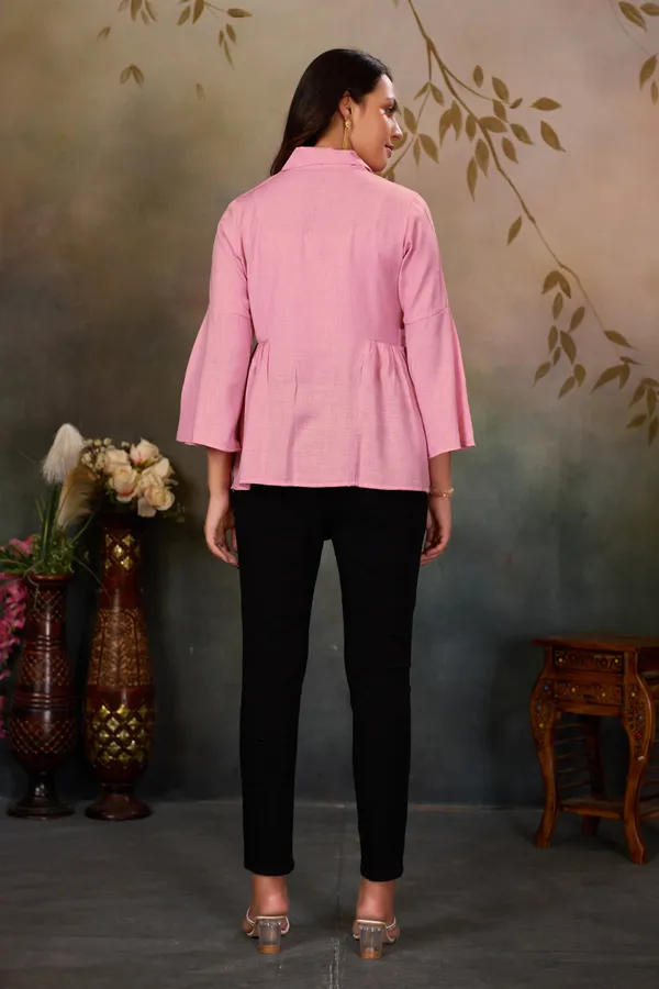Baby_Pink_Cotton_Blend_Top_For_Women