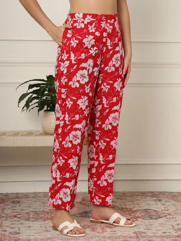 Red_Pure_Cotton_Co-Ord_Set_For_Women