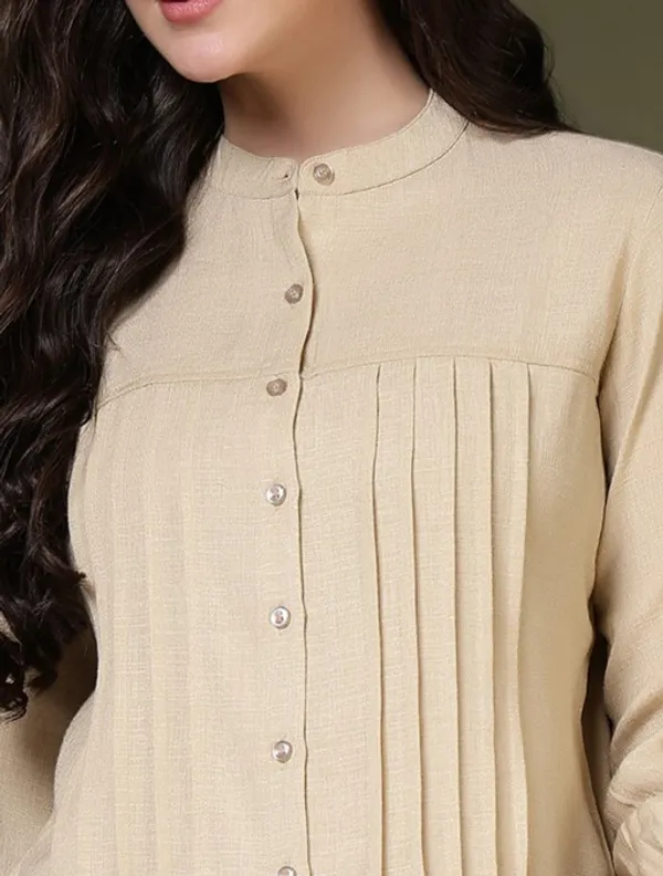 Beige_Cotton_Blend_Shirts_For_Women
