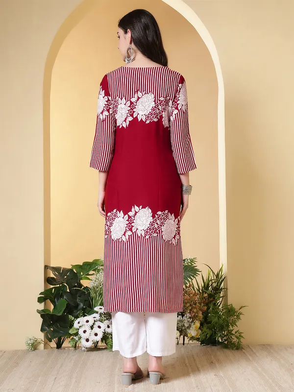 Red_Viscose_Rayon_Kurtis_For_Women