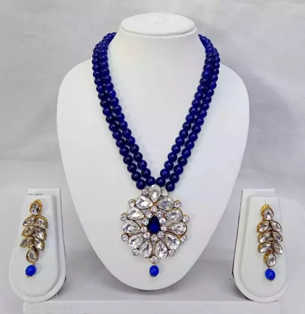 Viva_Jewels_Regal_Royal_Blue_Brass_Premium_Necklace_Set_–_Majestic_Double-Strand_Cobalt_Pearl_Necklace_with_Floral_Kundan_Pendant_and_Matching_Drop_Earrings
