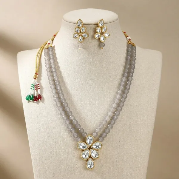 Viva_Jewels_Regal_Double-Layer_Frost_White_Onyx-Style_Statement_Set_–_Handcrafted_Gold-Plated_Rani_Haar_with_Floral_Kundan_Pendant_and_Matching_Drop_Earrings