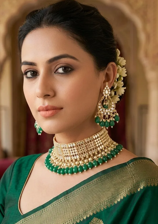 Viva_Jewels_Regal_Emerald-Green_&_Gold_Choker_Set_–_Premium_Brass-Based_Handcrafted_Necklace_with_Kundan_Accents_and_Matching_Statement_Earrings