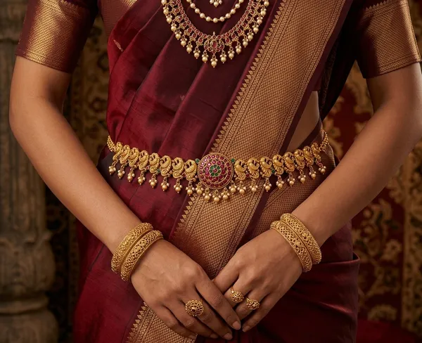 Viva_Jewels_Divine_Antique_Gold-Plated_Temple_Kamarbandh_–_Traditional_Waist_Belt_with_Peacock_Artisanship,_Ruby-Red_Accents,_and_Pearl_Droplets
