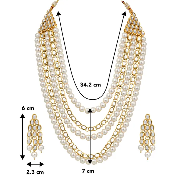 White_&_Golden_Brass_Premium_&_Elegant_Necklace_&_Earring_Set_For_Women