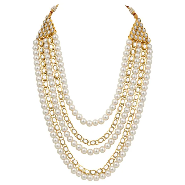 White_&_Golden_Brass_Premium_&_Elegant_Necklace_&_Earring_Set_For_Women