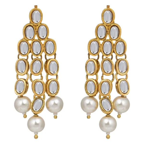 White_&_Golden_Brass_Premium_&_Elegant_Necklace_&_Earring_Set_For_Women