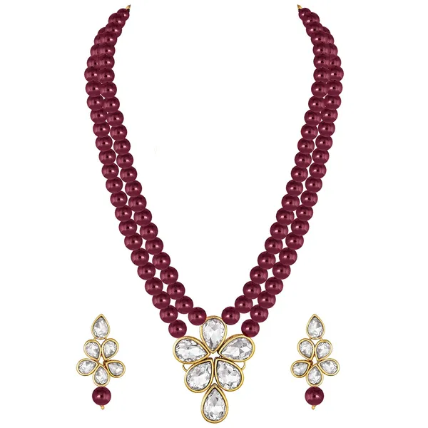 Viva_Jewels_Regal_Maroon_&_Gold_Dual-Strand_Pearl_Necklace_Set_–_Premium_Kundan_Floral_Pendant_with_Matching_Tiered_Drop_Earrings