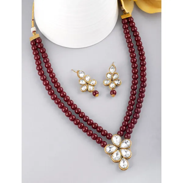 Viva_Jewels_Regal_Maroon_&_Gold_Dual-Strand_Pearl_Necklace_Set_–_Premium_Kundan_Floral_Pendant_with_Matching_Tiered_Drop_Earrings