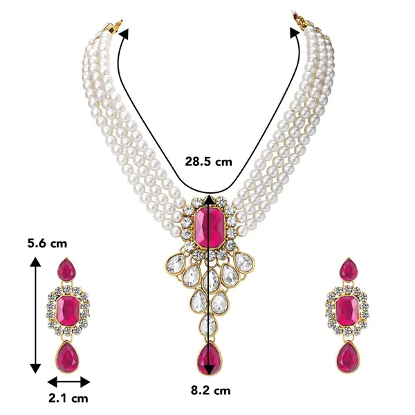 Viva_Jewels_Regal_Hot_Pink_&_White_Brass_Premium_Necklace_Set_–_Majestic_Triple-Strand_Pearl_Necklace_with_Magenta_Floral_Pendant_and_Matching_Statement_Earrings