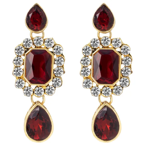 Viva_Jewels_Regal_Three-Layer_Pearl_&_Ruby_Statement_Set_–_Handcrafted_Gold-Plated_Rani_Haar_with_Maroon_Stone_Pendant_and_Matching_Drop_Earrings