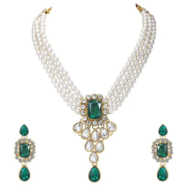 Viva_Jewels_Elegant_Brass_Gold-Finish_Necklace_Set_–_Green_&_White_Stone_Studded_Ethnic_Wear_for_Women