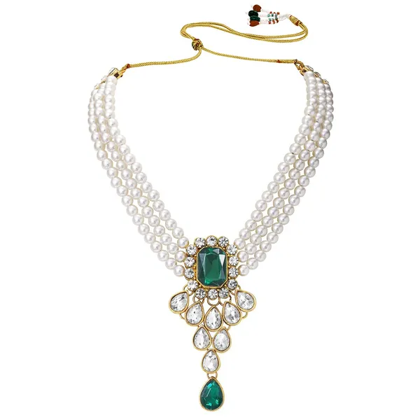 Viva_Jewels_Elegant_Brass_Gold-Finish_Necklace_Set_–_Green_&_White_Stone_Studded_Ethnic_Wear_for_Women