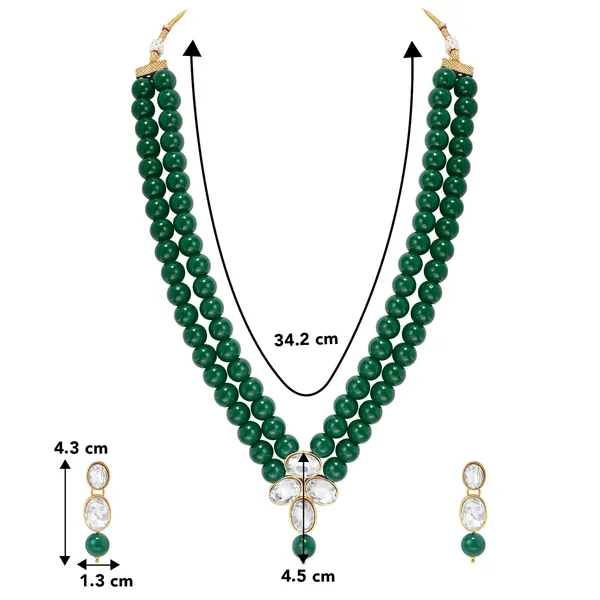 Viva_Jewels_Heritage_Green_Double-Strand_Bead_Necklace_–_Premium_Gold-Plated_Choker_with_Floral_Kundan_Pendant_and_Matching_Drop_Earrings