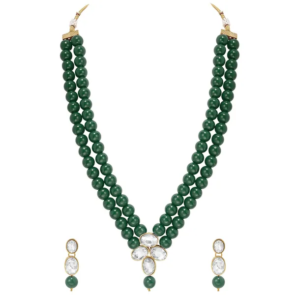 Viva_Jewels_Heritage_Green_Double-Strand_Bead_Necklace_–_Premium_Gold-Plated_Choker_with_Floral_Kundan_Pendant_and_Matching_Drop_Earrings