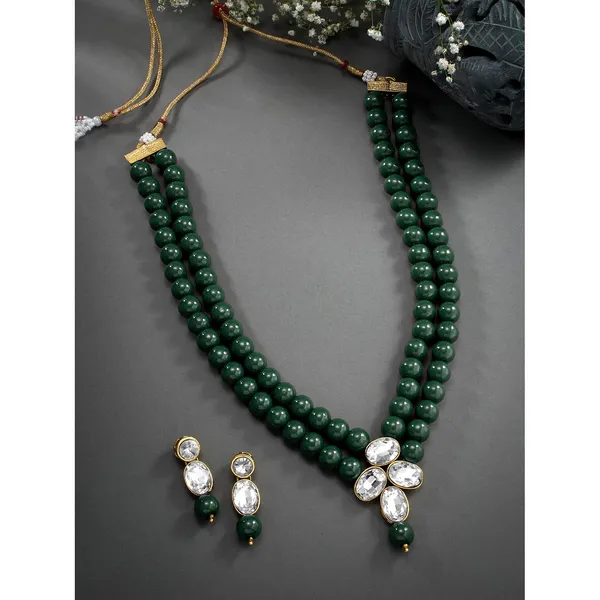 Viva_Jewels_Heritage_Green_Double-Strand_Bead_Necklace_–_Premium_Gold-Plated_Choker_with_Floral_Kundan_Pendant_and_Matching_Drop_Earrings