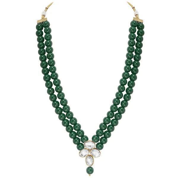 Viva_Jewels_Heritage_Green_Double-Strand_Bead_Necklace_–_Premium_Gold-Plated_Choker_with_Floral_Kundan_Pendant_and_Matching_Drop_Earrings