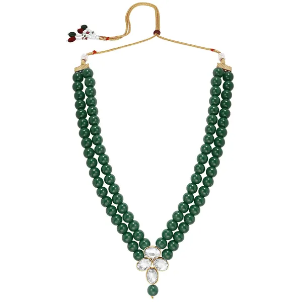 Viva_Jewels_Heritage_Green_Double-Strand_Bead_Necklace_–_Premium_Gold-Plated_Choker_with_Floral_Kundan_Pendant_and_Matching_Drop_Earrings