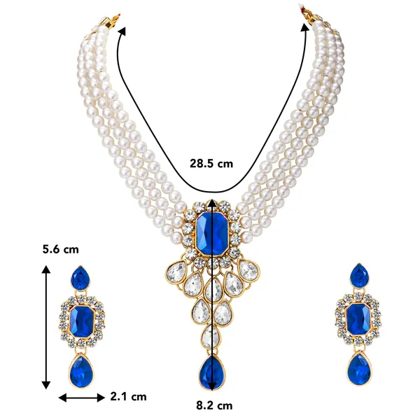 Viva_Jewels_Imperial_Navy_Blue_&_Pearl_Choker_Set_–_Three-String_Pearl_Necklace_with_Royal_Blue_Crystal_Pendant_and_Matching_Drop_Earrings