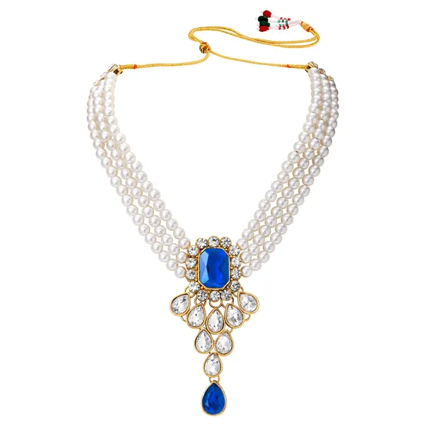 Viva_Jewels_Imperial_Navy_Blue_&_Pearl_Choker_Set_–_Three-String_Pearl_Necklace_with_Royal_Blue_Crystal_Pendant_and_Matching_Drop_Earrings