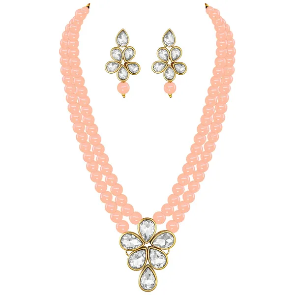 Viva_Jewels_Graceful_Peach_&_Golden_Brass_Premium_Necklace_Set_–_Elegant_Double-Strand_Peach_Pearl_Necklace_with_Floral_Kundan_Centerpiece_and_Matching_Earrings