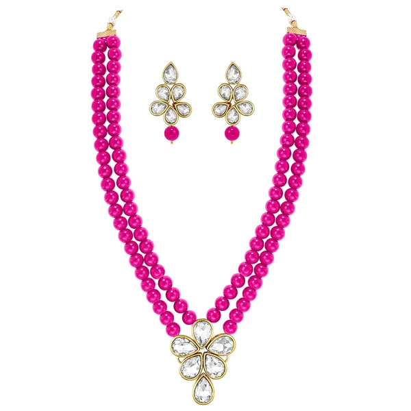 Viva_Jewels_Rani_Pink_&_Gold_Premium_Dual-Strand_Bead_Necklace_Set_–_Elegant_Brass_Choker_with_Crystal_Floral_Pendant_and_Matching_Studs