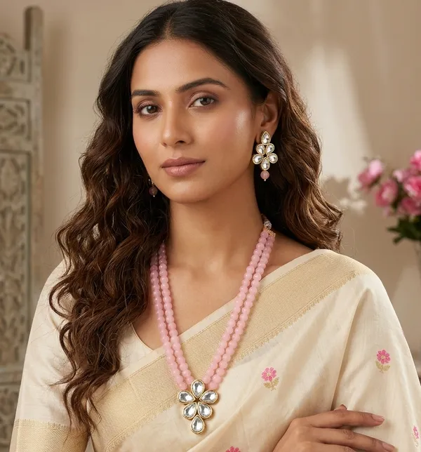 Viva_Jewels_Regal_Baby_Pink_Brass_Premium_Multi-Strand_Necklace_Set_–_Majestic_Double-Strand_Pastel_Bead_Necklace_with_Grand_Floral_Kundan_Pendant_and_Matching_Earrings