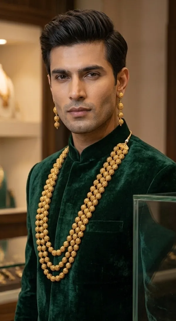 Viva_Jewels_Regal_3-Layer_Golden_Matar_Mala_Set_–_Premium_Gold-Plated_Long_Haar_with_Intricate_Filigree_Work_&_Matching_Earrings