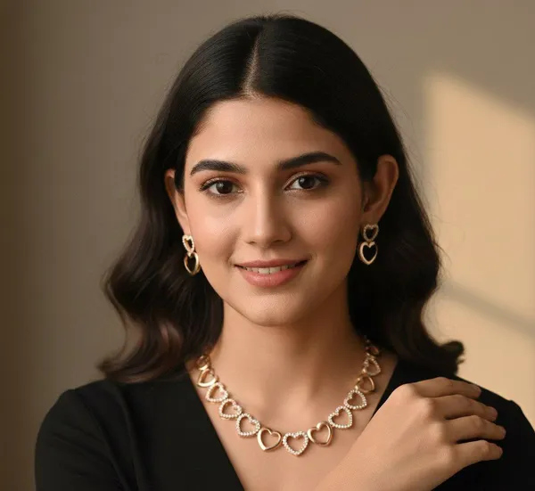 Gold_Plated_CZ_Choker_Necklace_Earrings_Delicate_Jewelry_Set
