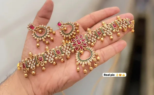 Viva_Jewels_Regal_Gold-Plated_CZ_&_Ruby_Choker_Set_–_Traditional_Cubic_Zirconia_Statement_Necklace_with_Matching_Earrings_for_Weddings_&_Grand_Festivities