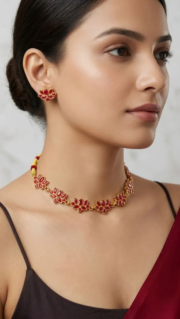 Viva_Jewels_Traditional_Gold-Plated_Ruby_Red_Lotus_Motif_Necklace_Set_–_Vibrant_Floral_Choker_with_Matching_Stud_Earrings_