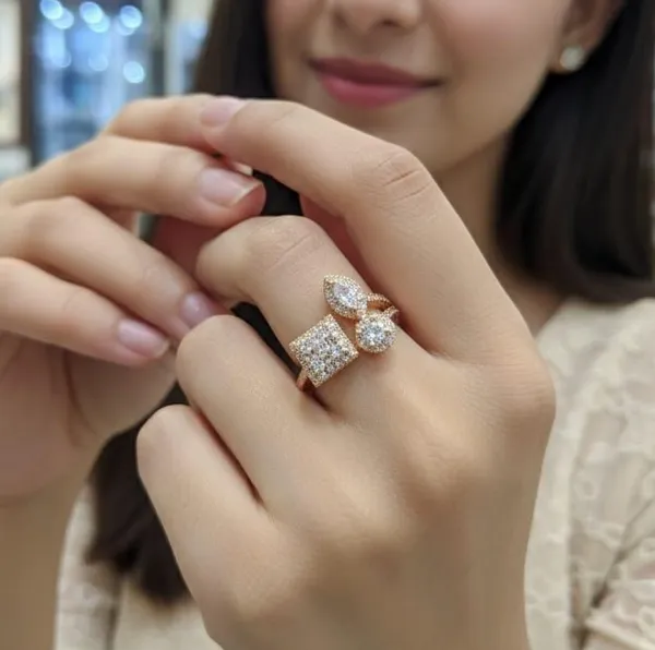 Viva_Jewels_Modern_Gold-Plated_Geometric_Cluster_Ring_–_Elegant_Triple-Motif_Statement_Ring_with_Pear,_Round,_and_Square_CZ_Accents