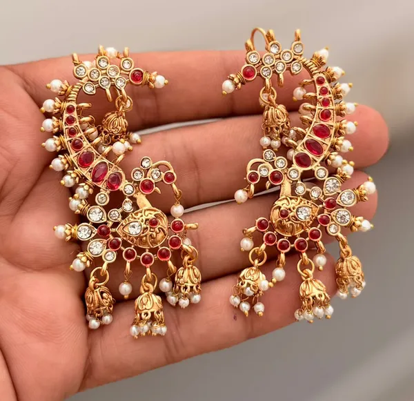 Viva_Jewels_Antique_Gold_Designer_Ear-Cuffs_|_Premium_CZ_Temple_Jhumka_with_Full_Ear_Wrap_|_Traditional_Bridal_Jewelry_Set