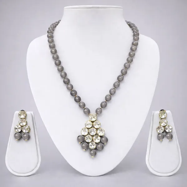 Viva_Jewels_Regal_Slate_Grey_Monalisa_Stone_Pendant_Set_–_Premium_Gold-Plated_Beaded_Necklace_with_Geometric_Crystal-Encrusted_Pendant_and_Matching_Drop_Earrings