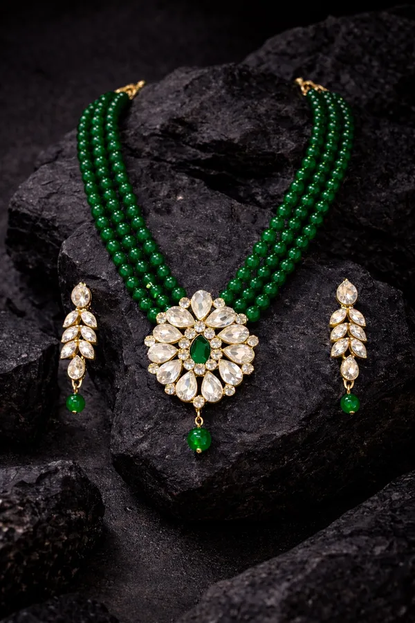 Viva_Jewels_Regal_Triple-Layer_Emerald_Green_Statement_Set_–_Handcrafted_Gold-Plated_Rani_Haar_with_Floral_Kundan_Mandala_Pendant_and_Matching_Drop_Earrings